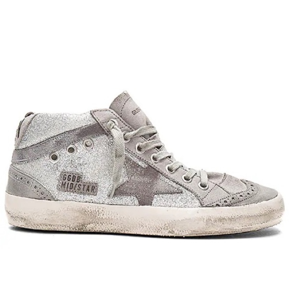 Silver sparkly Golden Goose Midstar sneakers